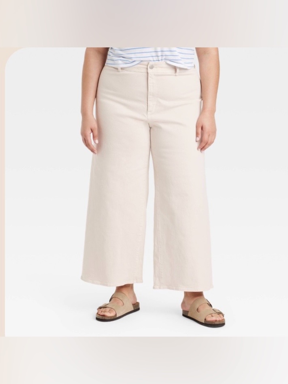 Women's High-Rise Sailor Wide Leg Ankle Jeans - Universal Thread™ Beige 17 NWOT